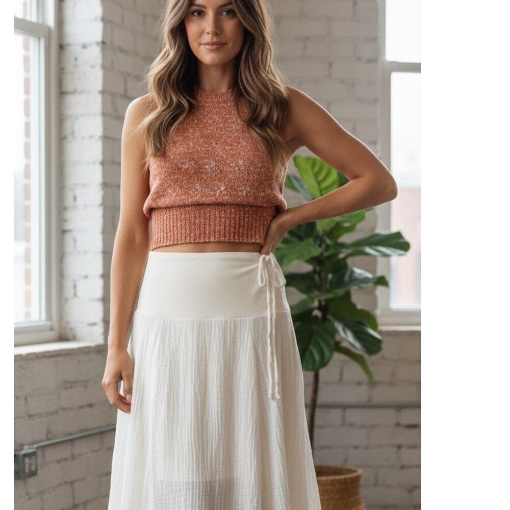 Elan gauze midi skirt